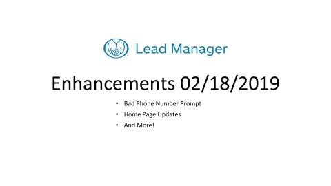Embedded thumbnail for Lead Manager Enhancement 02/18/2019